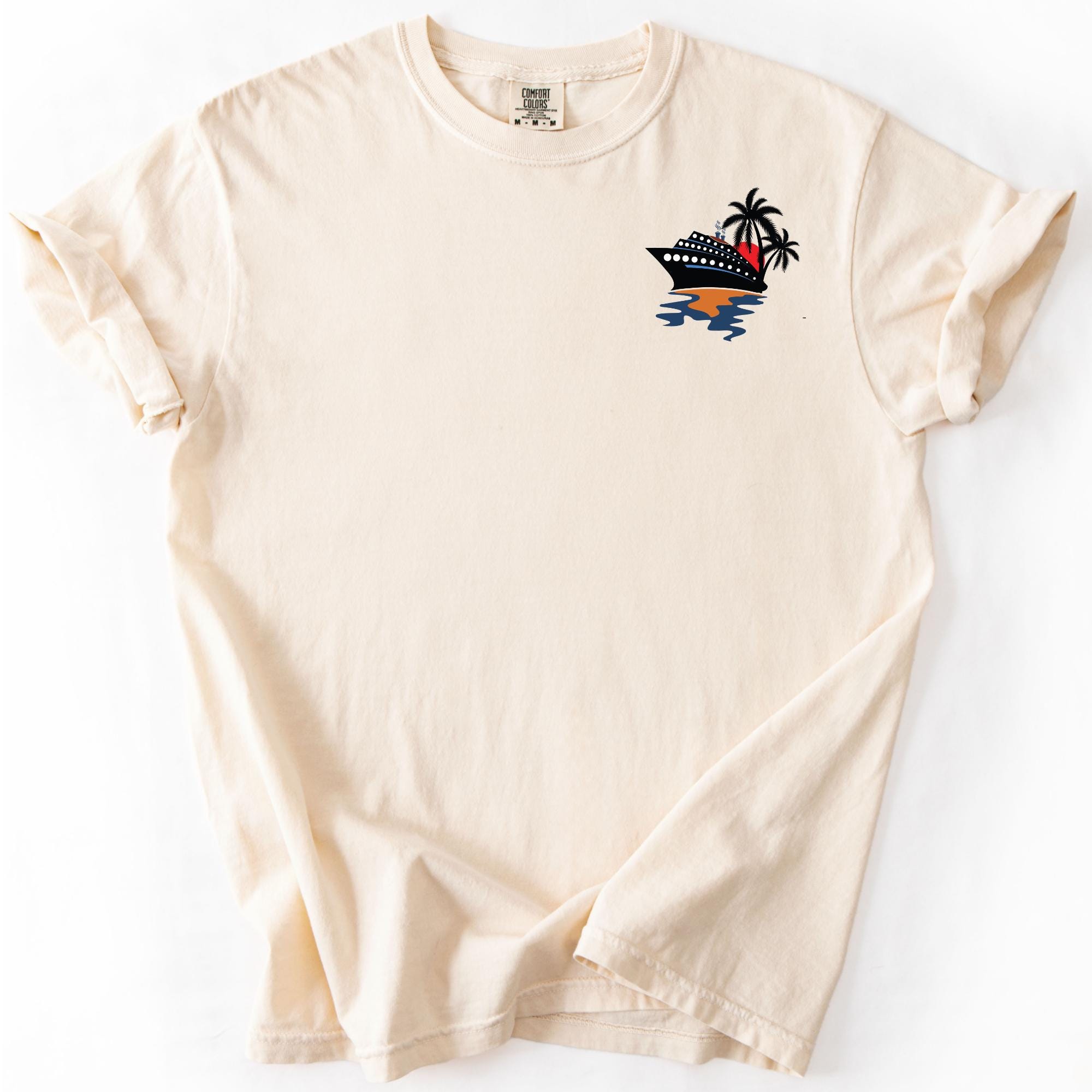 Comfort Colors Cruise Ship Pocket Tee, Ocean Reflection Design
