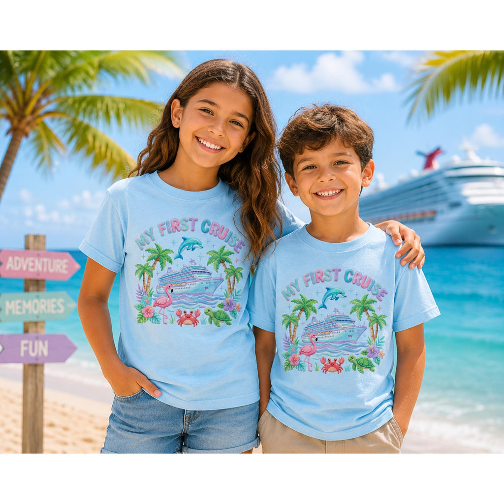 Kids First Cruise Shirt | Faux Crochet Yarn