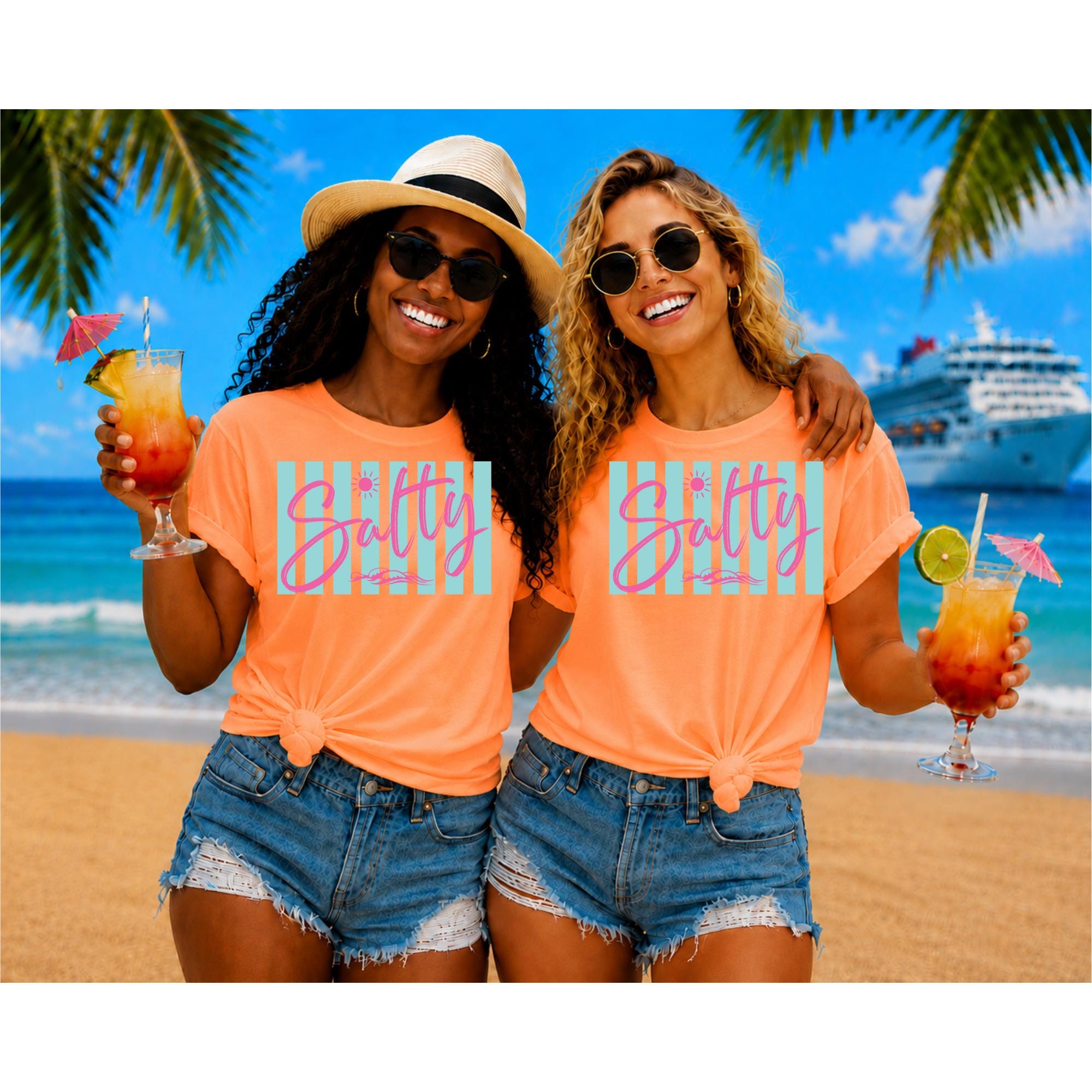 Salty Beach Tee Neon Summer Graphic Shirt