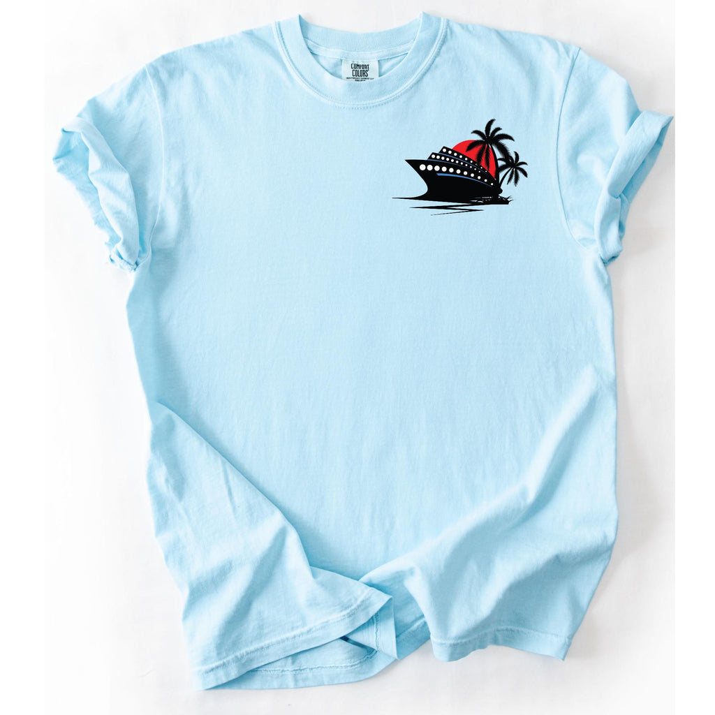 Comfort Colors Cruise Ship Pocket Tee, Tropical Palm Design