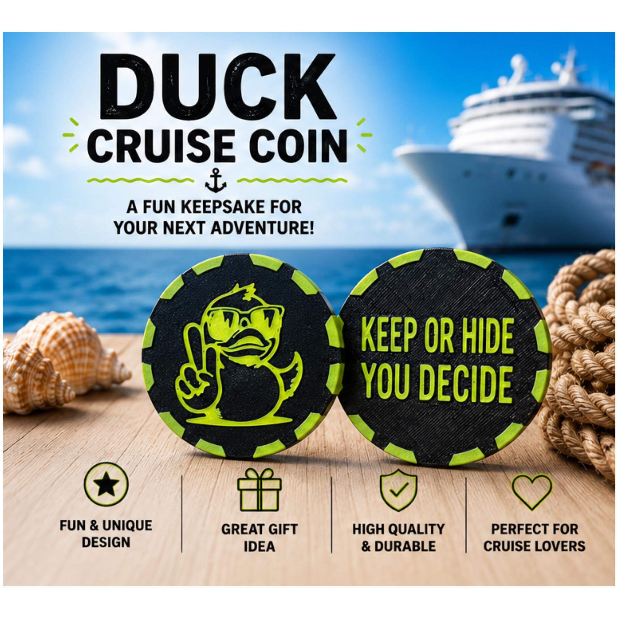 Duck Cruise Coin | Keep or Hide You Decide  | Gift | Cruise Keepsake