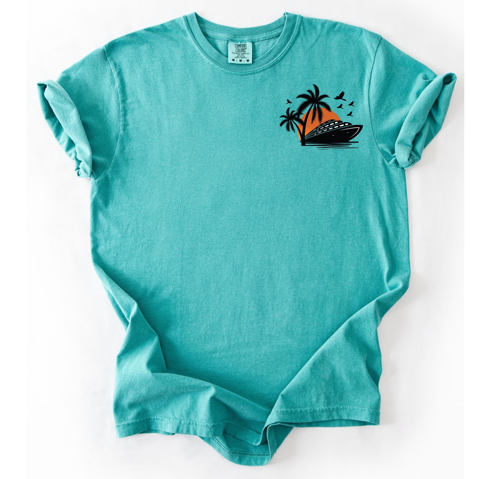 Comfort Colors Cruise Ship Pocket Tee, Sunset Cruise Design