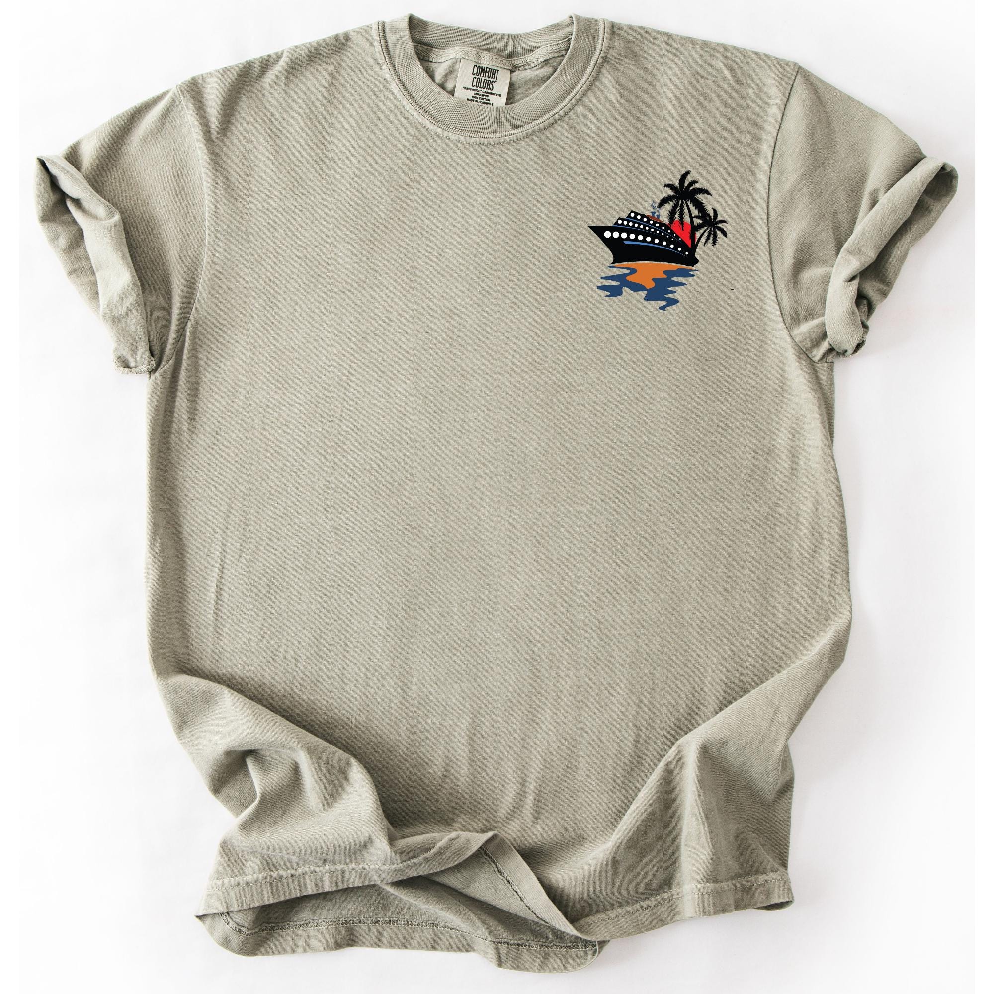 Comfort Colors Cruise Ship Pocket Tee, Ocean Reflection Design