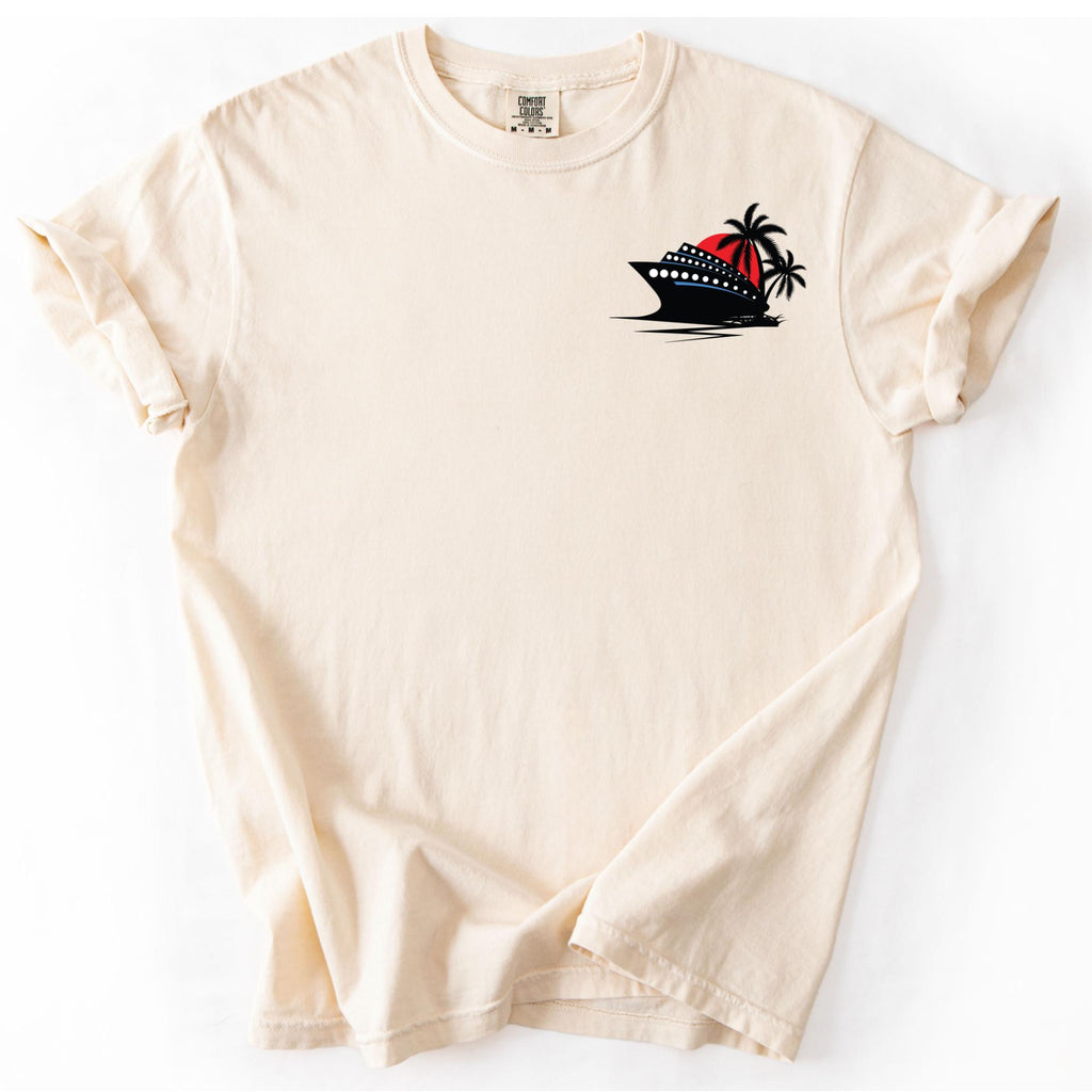 Comfort Colors Cruise Ship Pocket Tee, Tropical Palm Design