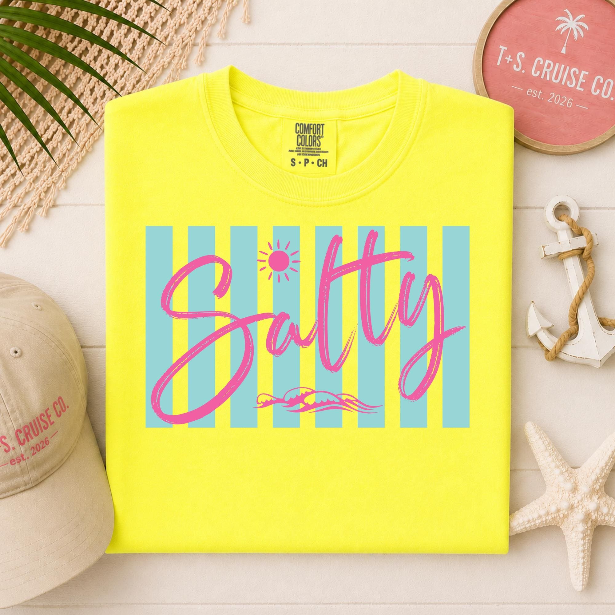 Salty Beach Tee Neon Summer Graphic Shirt