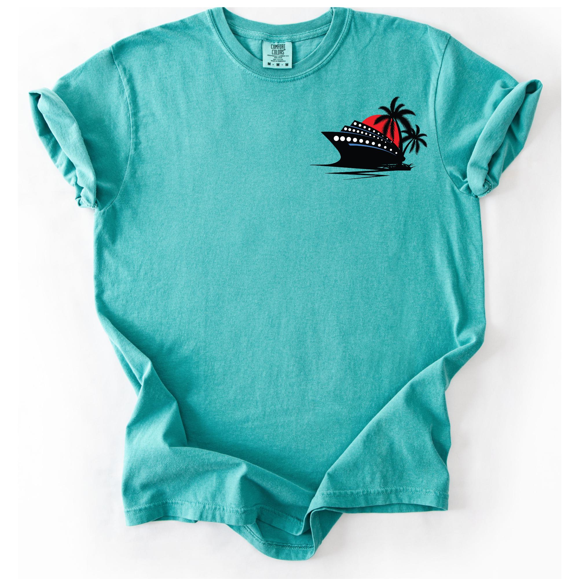 Comfort Colors Cruise Ship Pocket Tee, Tropical Palm Design