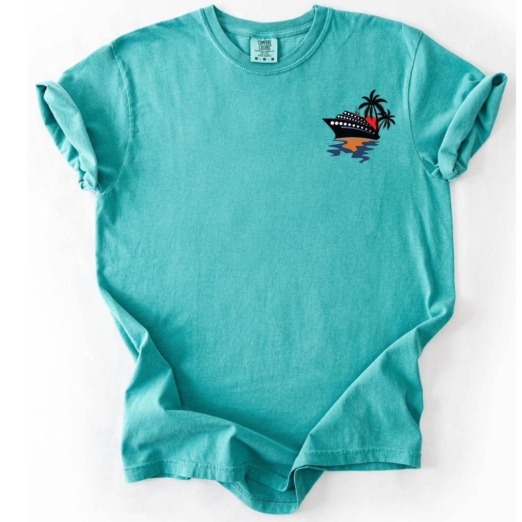Comfort Colors Cruise Ship Pocket Tee, Ocean Reflection Design
