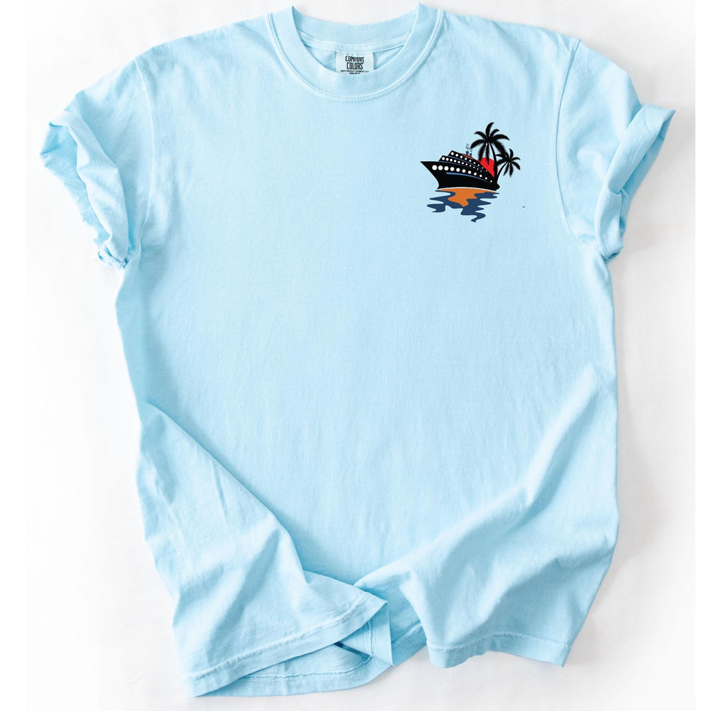 Comfort Colors Cruise Ship Pocket Tee, Ocean Reflection Design