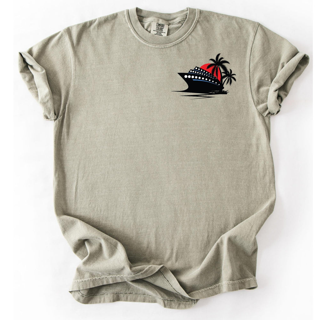 Comfort Colors Cruise Ship Pocket Tee, Tropical Palm Design
