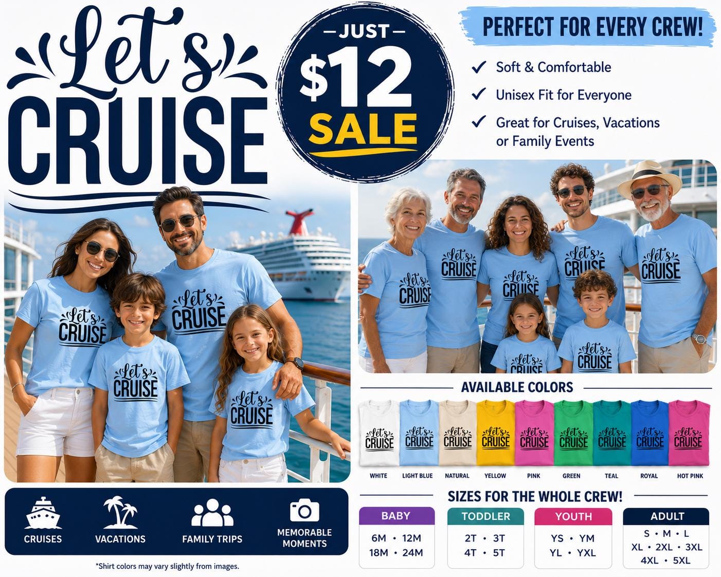 Let’s Cruise Shirt Family Cruise Shirt | Matching Cruise Shirts