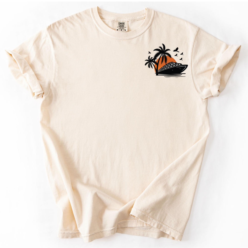 Comfort Colors Cruise Ship Pocket Tee, Sunset Cruise Design