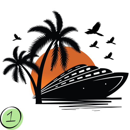 Comfort Colors Cruise Ship Pocket Tee, Sunset Cruise Design